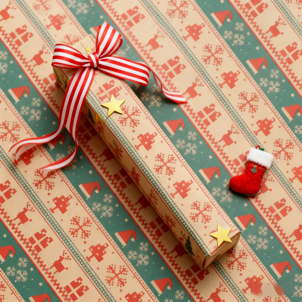 Christmas Paper Roll Festive Gift Packaging Paper Holiday Wrapping Paper Holiday-Themed For Gift Wrapping Birthday Christmas