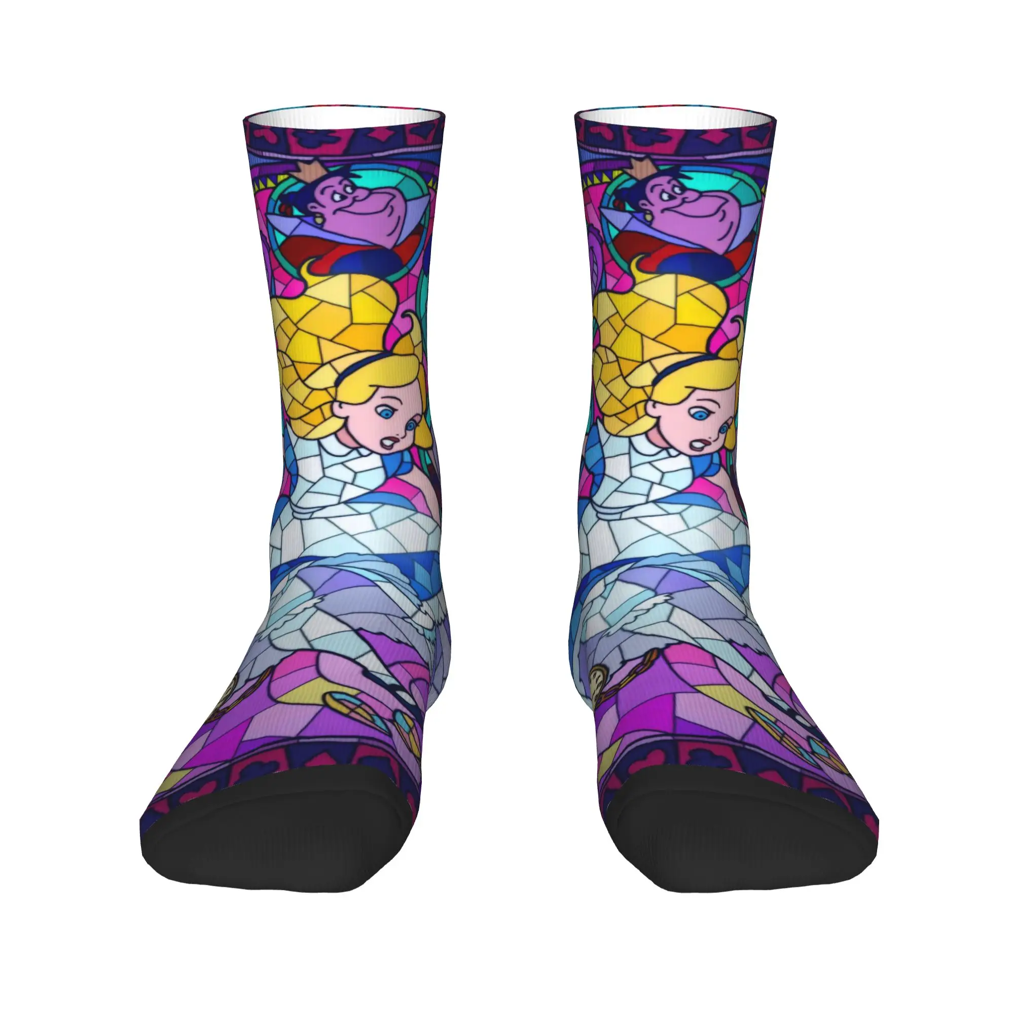 جوارب رجالية أليس في بلاد العجائب جوارب مضادة للانزلاق ناعمة قابلة للتنفس جوارب ربيعية بتصميم كاواي للجري