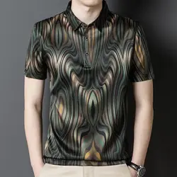 Spring Summer New Fashion Flip Neck Tees Casual Versatile Western Clothing Loose Popularity Simple Commuting Men's Polo Shirts