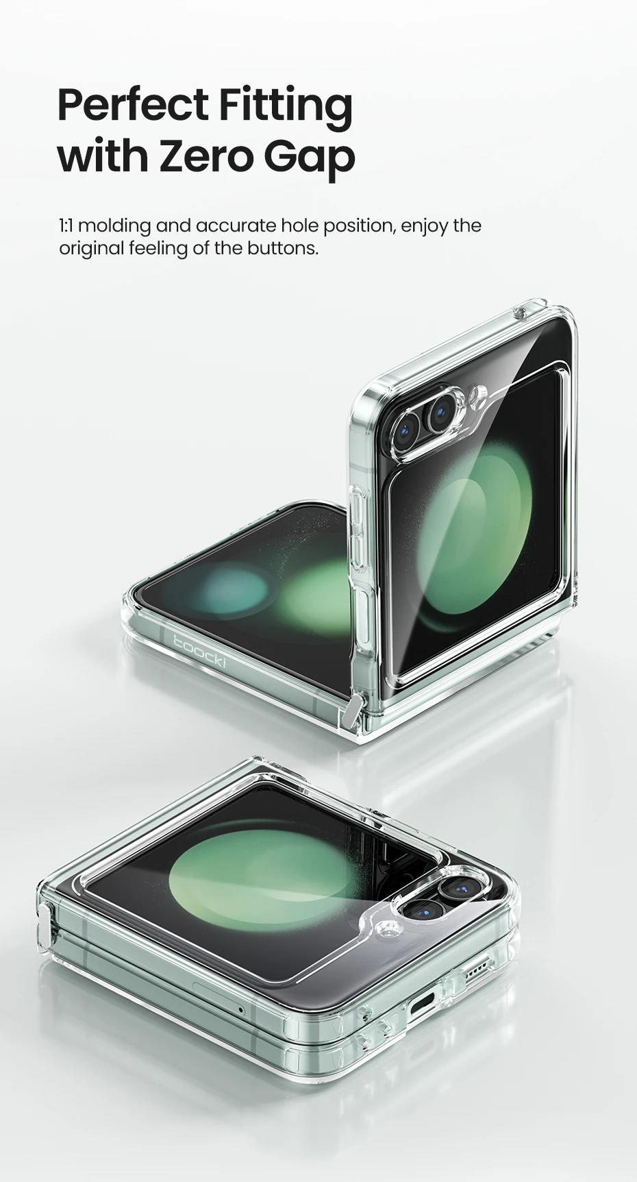 Toocki Transparente TPU-Telefonhülle für Samsung Galaxy Z Flip 6, 5, 4, 3, 5G, stoßfeste Abdeckung für Samsung Z Flip 6, 5 4 – Detail 9