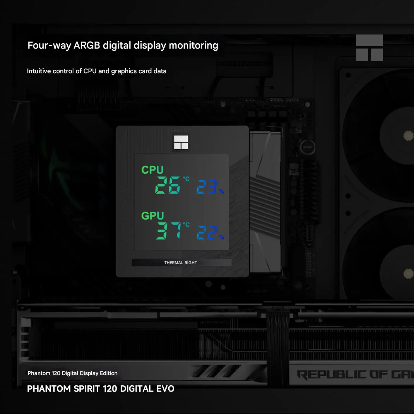 Thermalright Phantom Spirit 120 Digital EVO Refroidisseur de processeur, refroidisseur d'air ARGB pour PC, affichage numérique, compatible avec LGA 1851/1700/1200/AM5/AM4