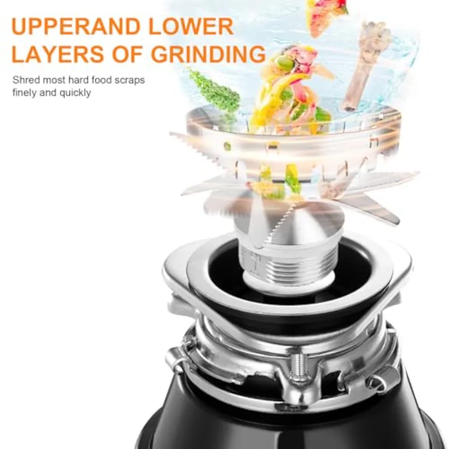 3 4HP دفعة تغذية التخلص من القمامة مع سلك الطاقة وشملت لحوض المطبخ الفولاذ المقاوم للصدأ نظام طحن نفايات الطعام مع Sou