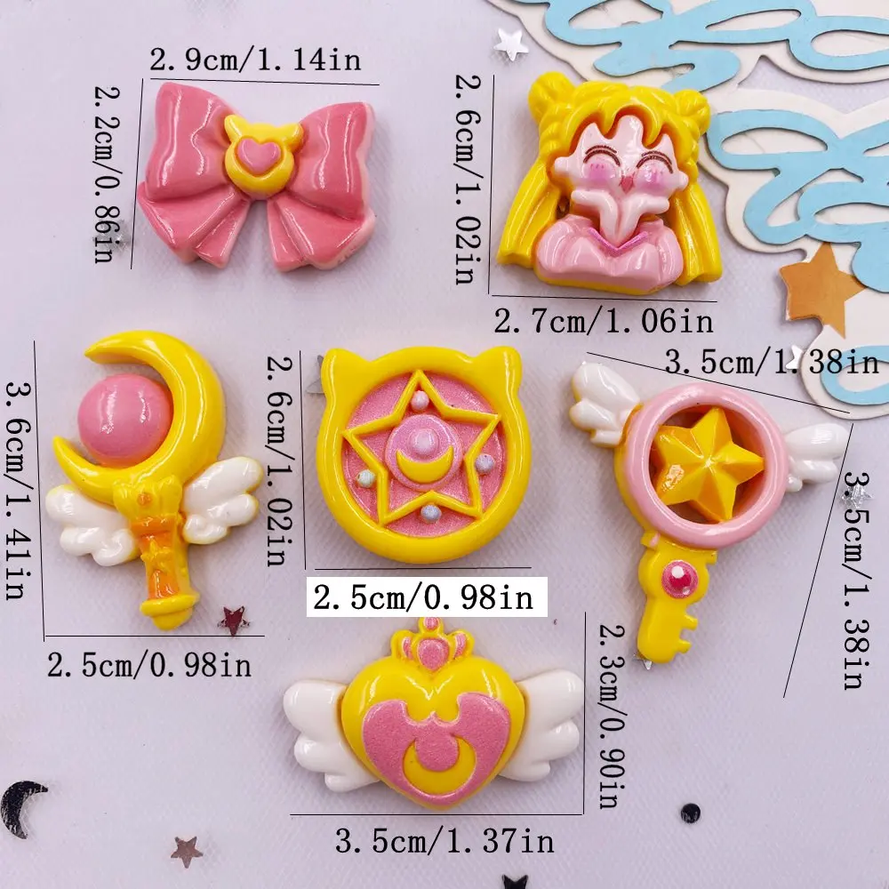 Painted Resin Kawaii Colorful Fairy Magic Stick Girl Figurine Flatback Stone Scrapbook 6PCS DIY Jewelry Decor Accessories Crafts