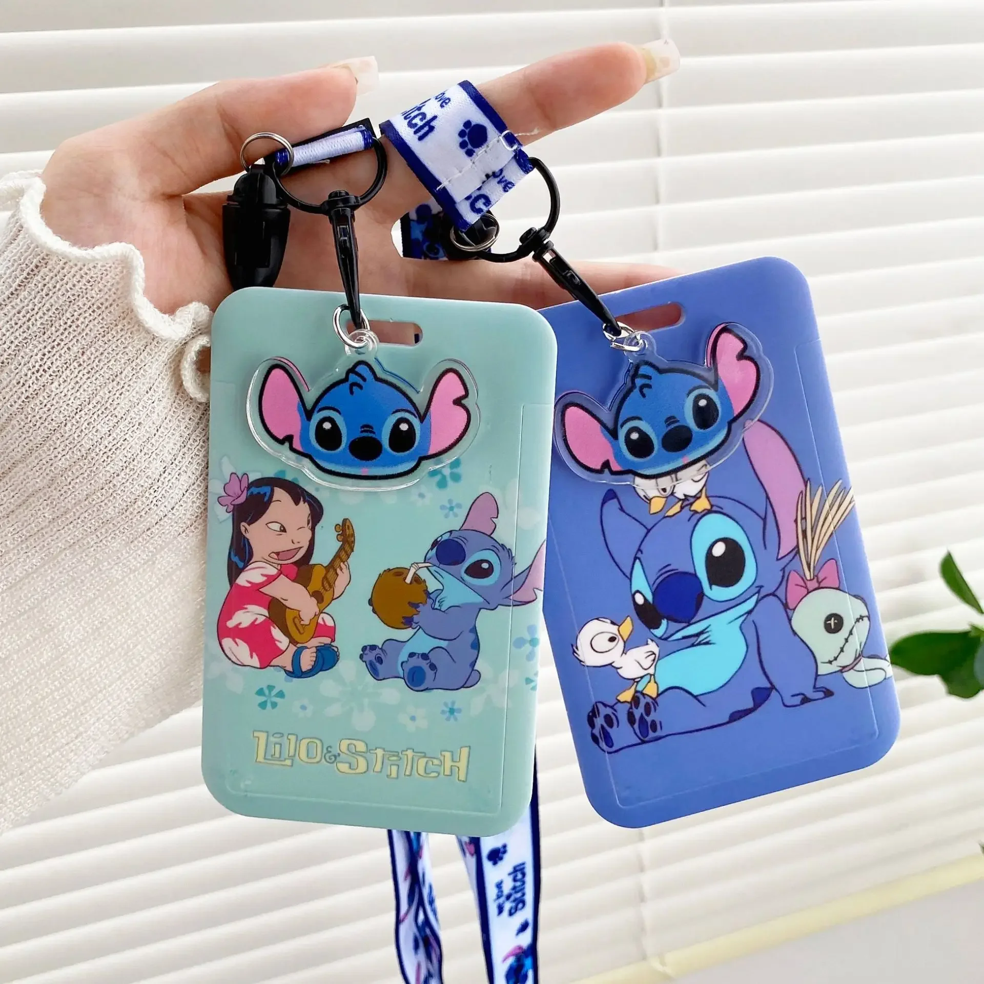 Disney Stitch ID Badge Holder Lanyards Pendant Lovely Girls Lilo Door Card Holders Neck Strap Keychain Women Credential Gift image 3