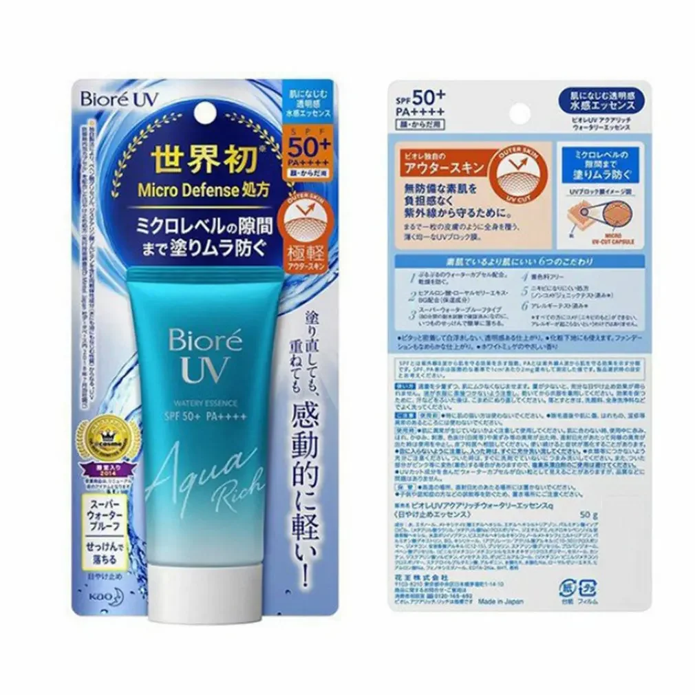 Солнцезащитный крем SPF50 Biore UV Aqua, УФ-гель с защитой UVA UVB, изоляционный лосьон для мужчин и женщин, увлажняющий отбеленный водонепроницаемый