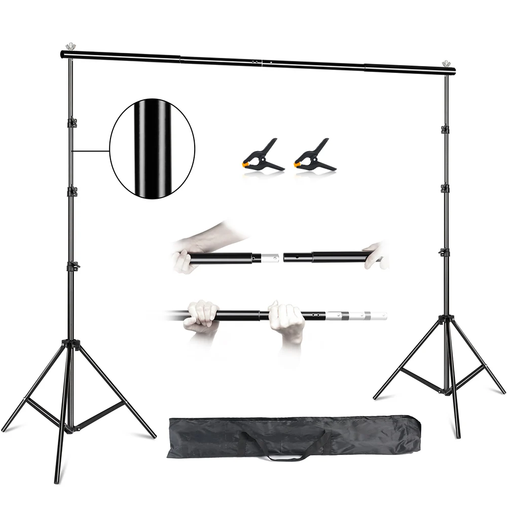 Telescopic Crossbar Upgrade Background Stand Photography Support System Kit for Photo Studio Backdrops Carrying Bag