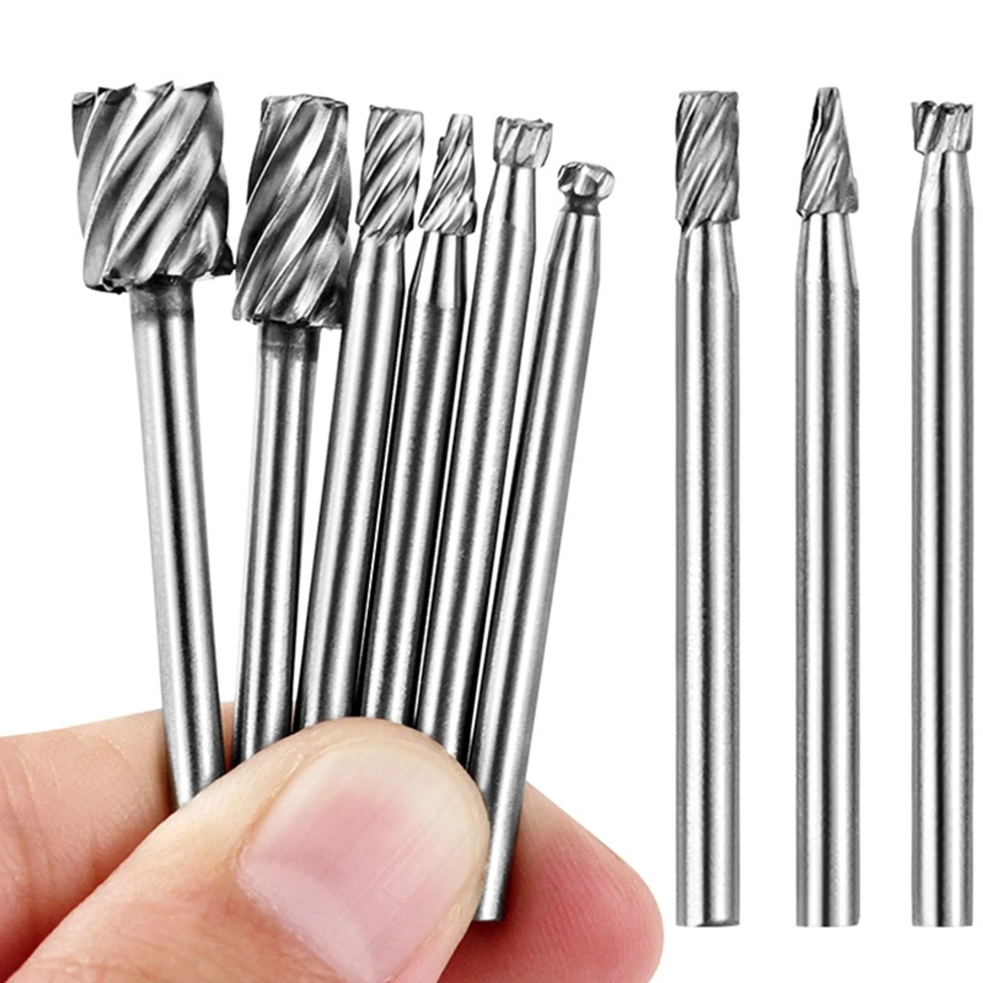 

6Pcs HSS Woodworking Small Rotary File Grinding Head DIY Carpenter Polishing And Trimming Electric Tool Set Woodworking Tools