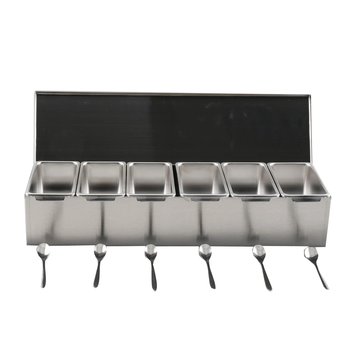 6-teilige Zutatenbox aus Edelstahl für Salz, Zucker, Käse, Soße, Gewürzbox, Pizza, Werkzeug, Snack-Aufbewahrungsbox – Detail 15