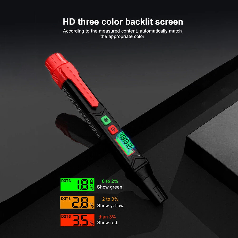 

1pc Brake Tester Pen Comfortable Grip Dust Prevention 2x1.5v AAA Battery ABS Material Audible And Visual Alarm