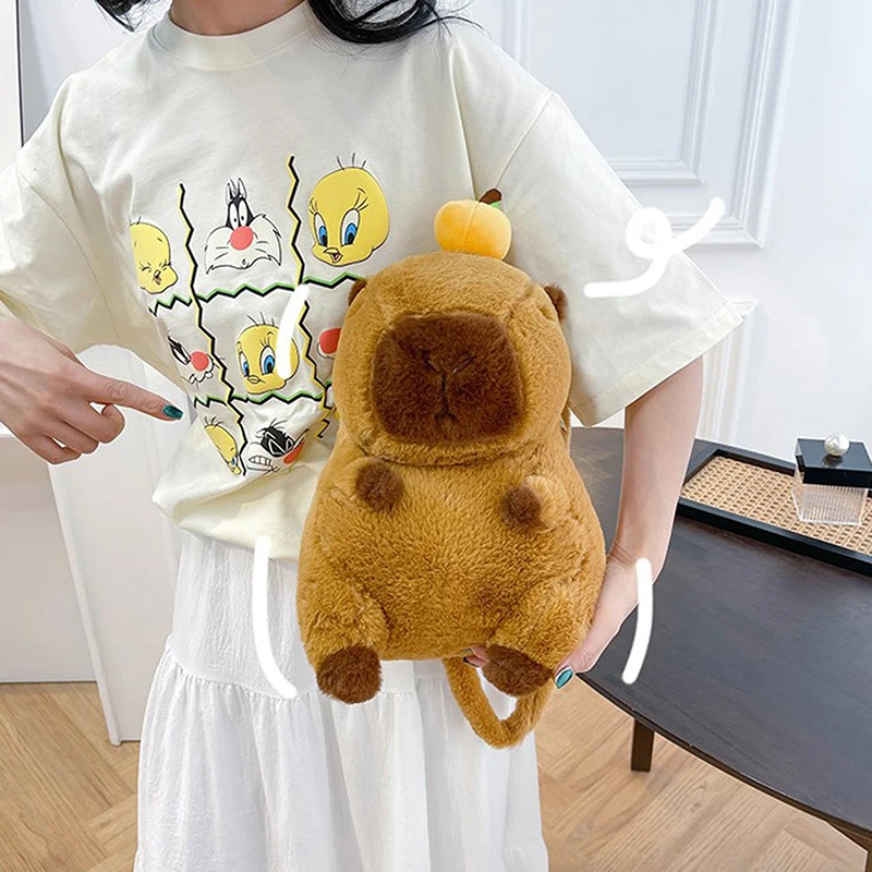 New KawaiiCapybara Plush Doll Backpack Cute Cartoon Children Toy Shoulder Bag Mini Backpack Girlfriend Holiday Gift