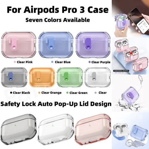 Para Airpods Pro 3 funda transparente 2025 piel protectora suave de TPU para AirPods Pro funda de tercera generación con llavero para Airpods Pro 3
