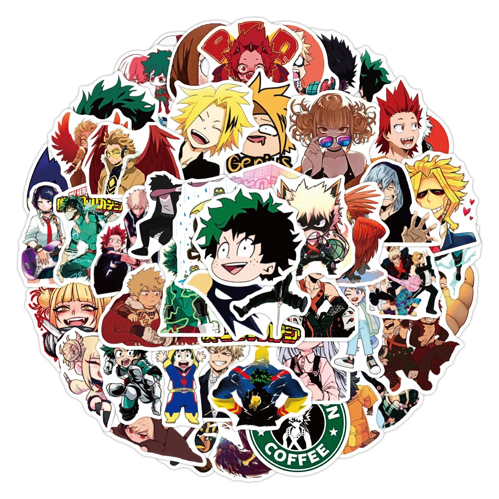 

10/30/50pcs Cool Anime My Hero Academia Stickers Cartoon Graffiti Decals DIY Water Bottle Notebook Phone Case Sticker Kids Toy