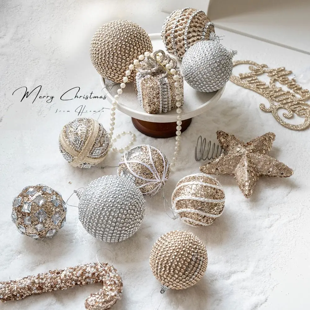 

Foams Christmas Tree Balls 8cm Sequin Christmas Tree Pendant hanging Shiny hanging ornaments Christmas Party Supplies