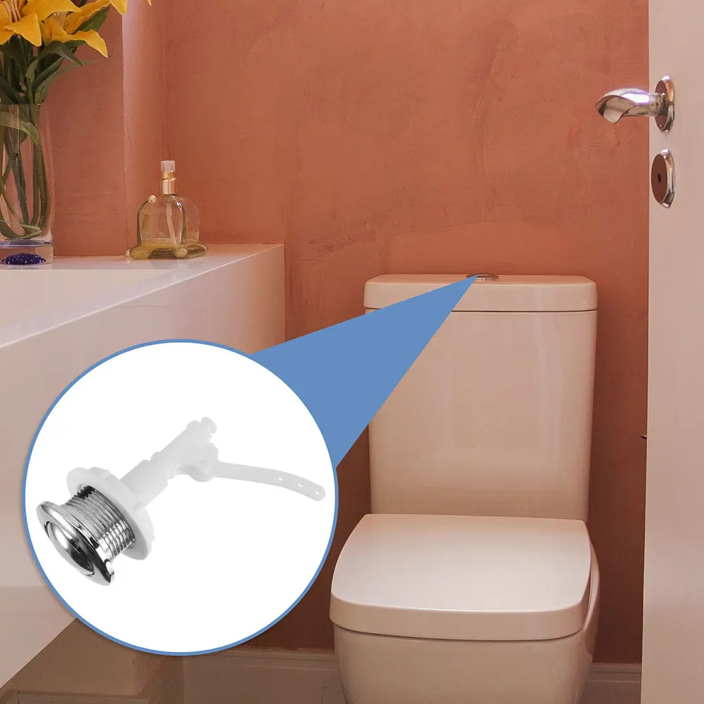 

2 Pcs Toilet Water Tank Push Button Rod Durable Flush Handle Compatible Cistern Lid Home Hotel Bathroom Accessory