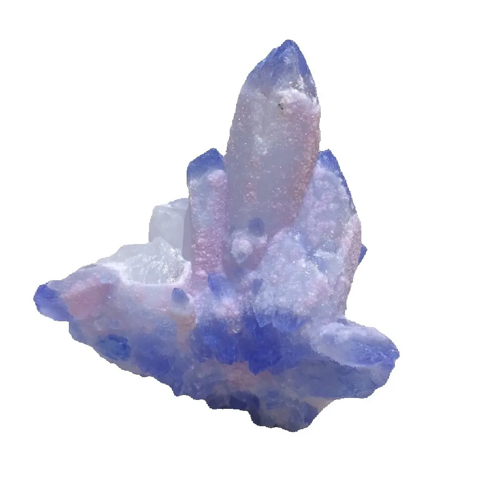 Natural Blue Ghost Quartz Crystal Cluster Drusy Spicule Aura Angel Clear Quartz Wands Points Specter Healing Mineral Specimen