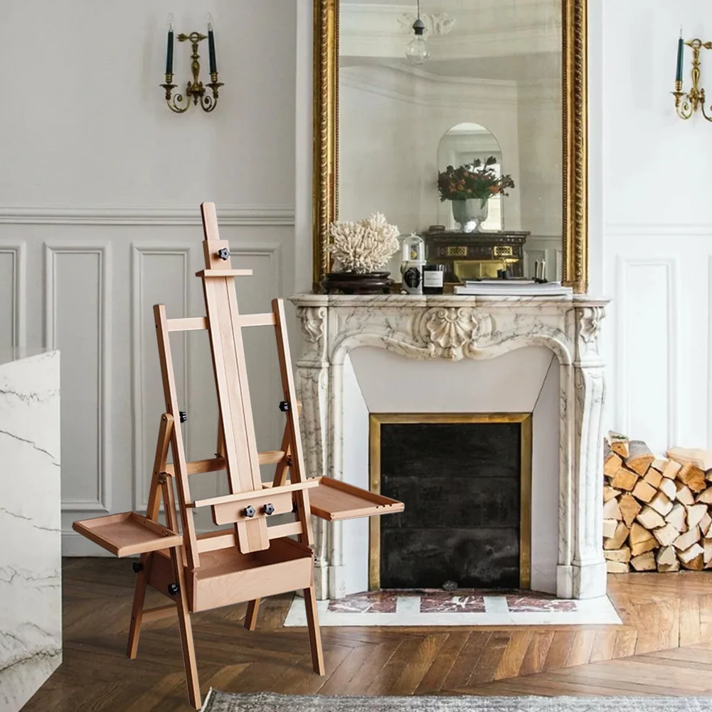 Многофункциональный мольберт из бука с лотком для ящика, складной плоский мольберт, доска для рисования, мольберт для детей, эскиз, картина маслом
