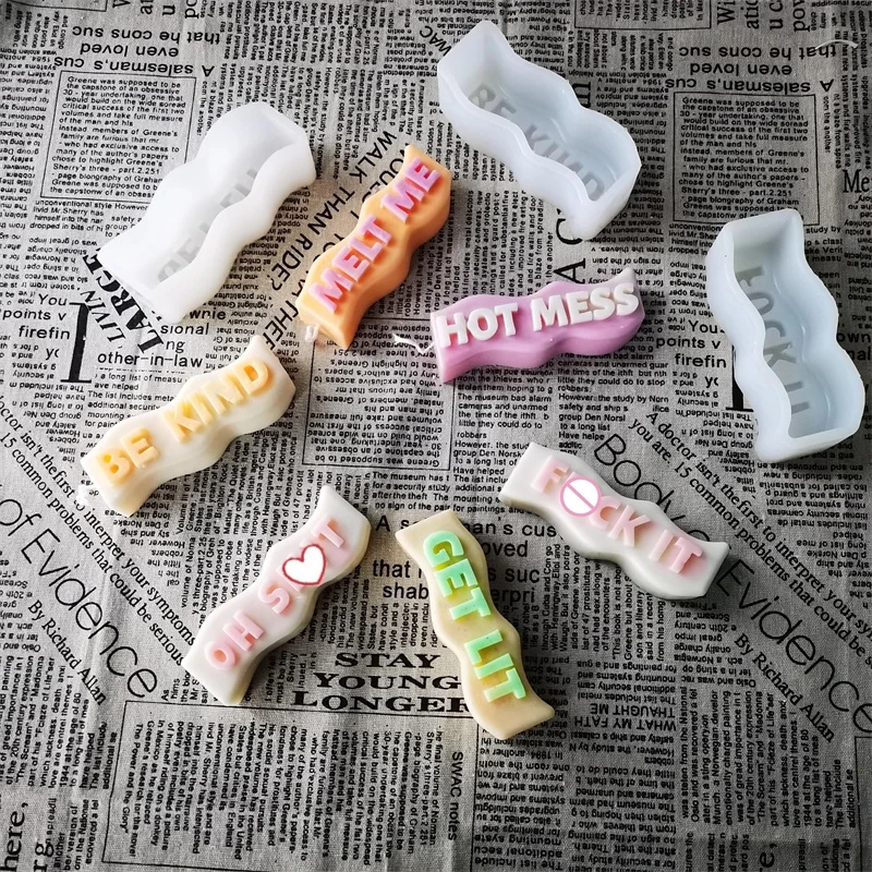 Squiggle فريد يلوحون شكل الأبجدية شمع الصويا شمعة قالب من السيليكون مستطيل موجة شعار رسالة شمعة قوالب ديكور المنزل