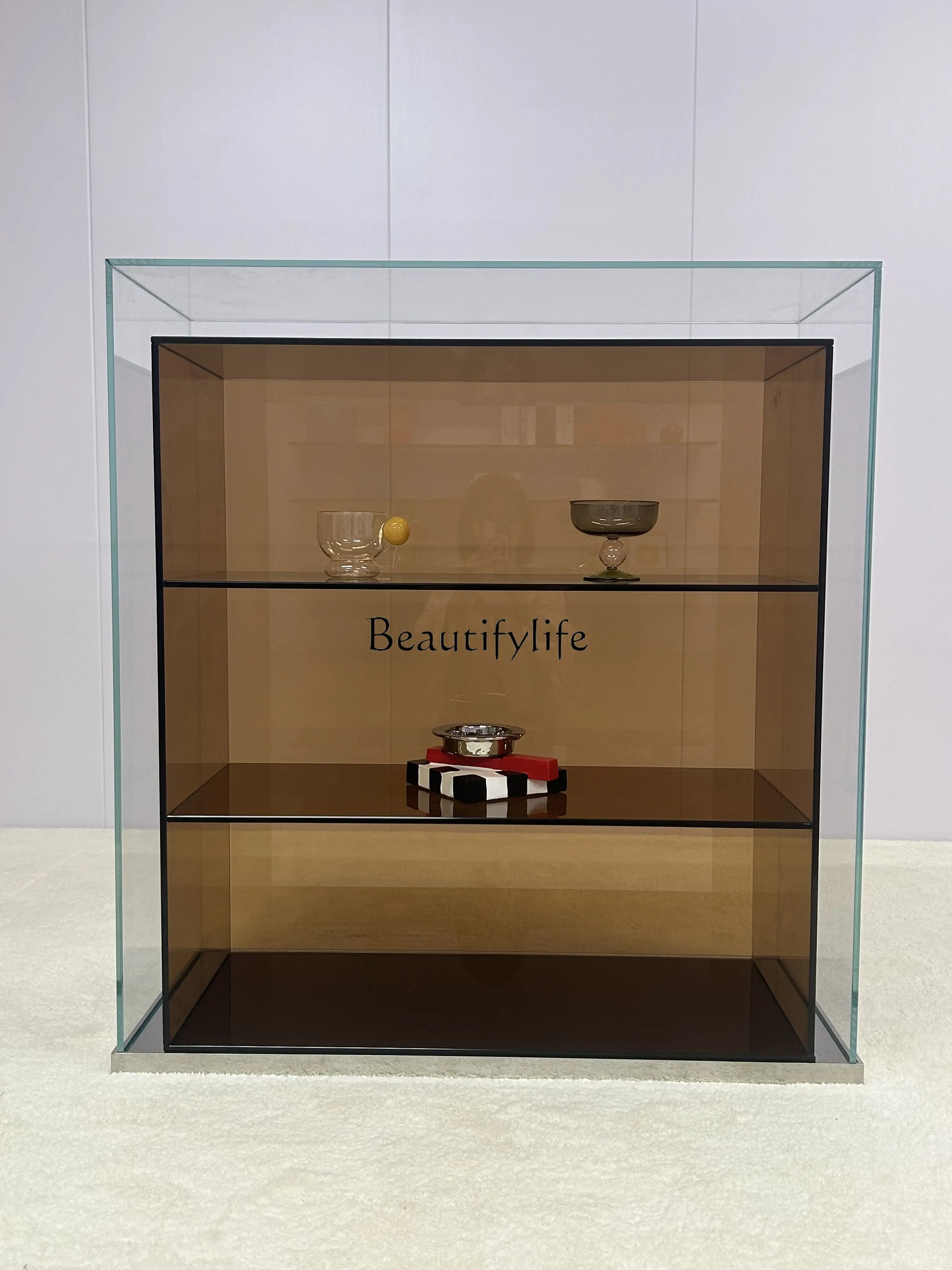 

Glass Storage Display Wall Multi-Layer Floor Bookshelf Furniture Showcase