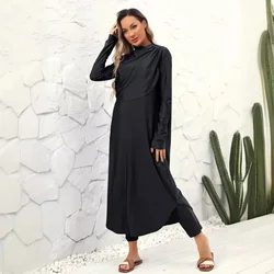 Modest Black 3 Pieces Swimsuit Women Muslim Hijab Swimwear Full Cover Conservative Femme Musulman Maillot De Bain Bathing Suit