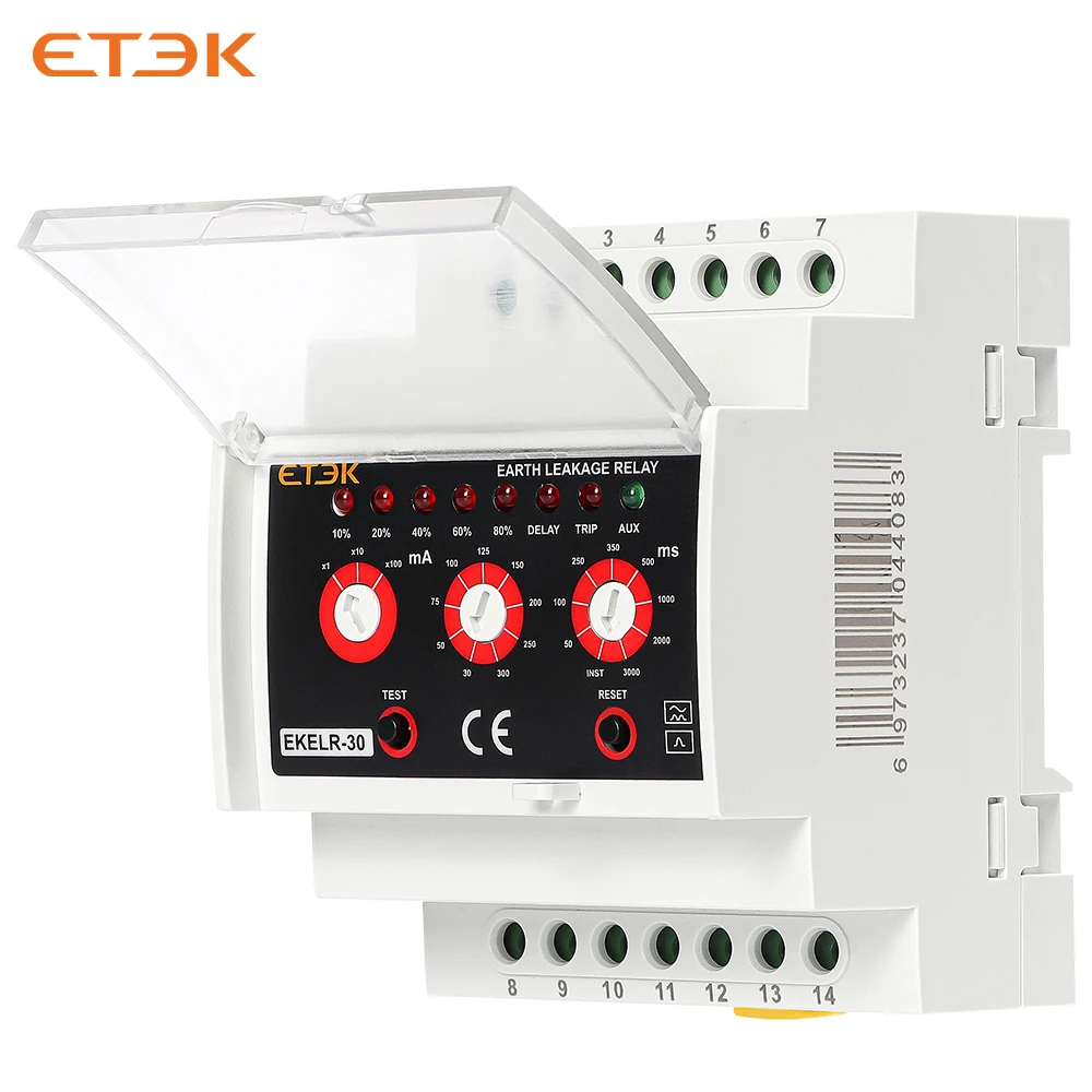 Imagem -05 - Etek Terra Vazamento Relé Proteção contra Falhas Atual Ajustável ac Delay 30ma 30a 230v Ekelr30