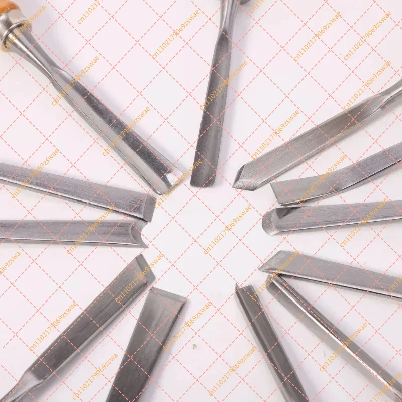 12-Piece Wood Carving Chisel Set Hand Gouges Trimming Tools 195mm