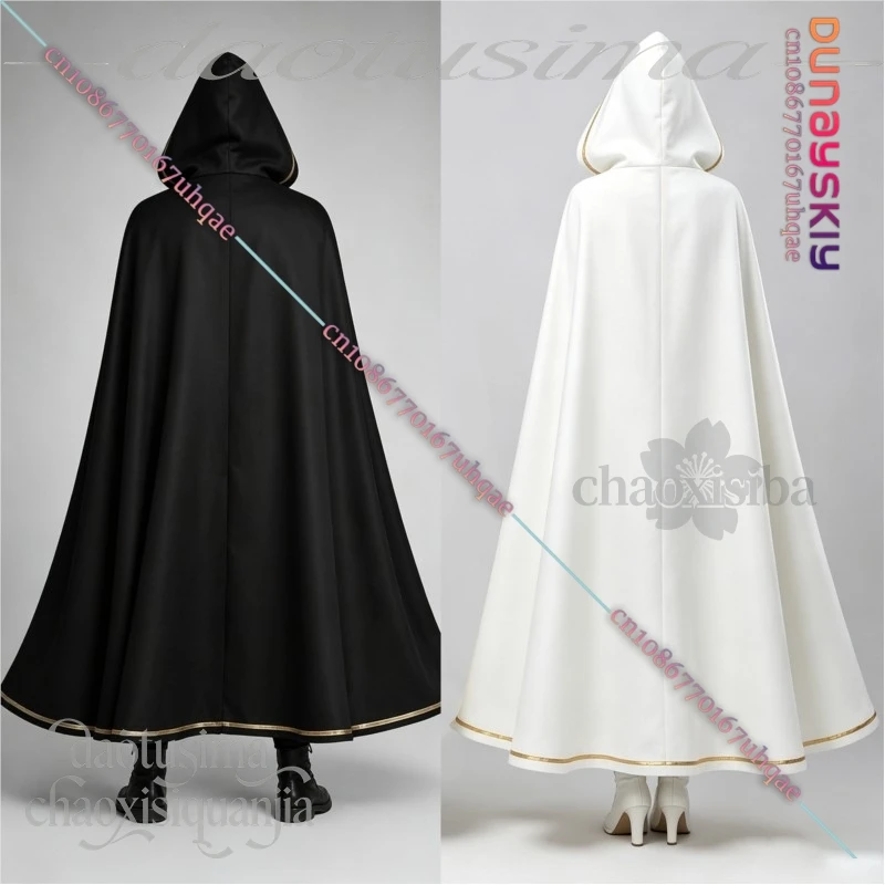 831Witch Wizard Cosplay Medieval Hooded Cloak Renaissance Cape Hood White Black Retro Goth Uniform 2026 Halloween Party Outfit - view 5