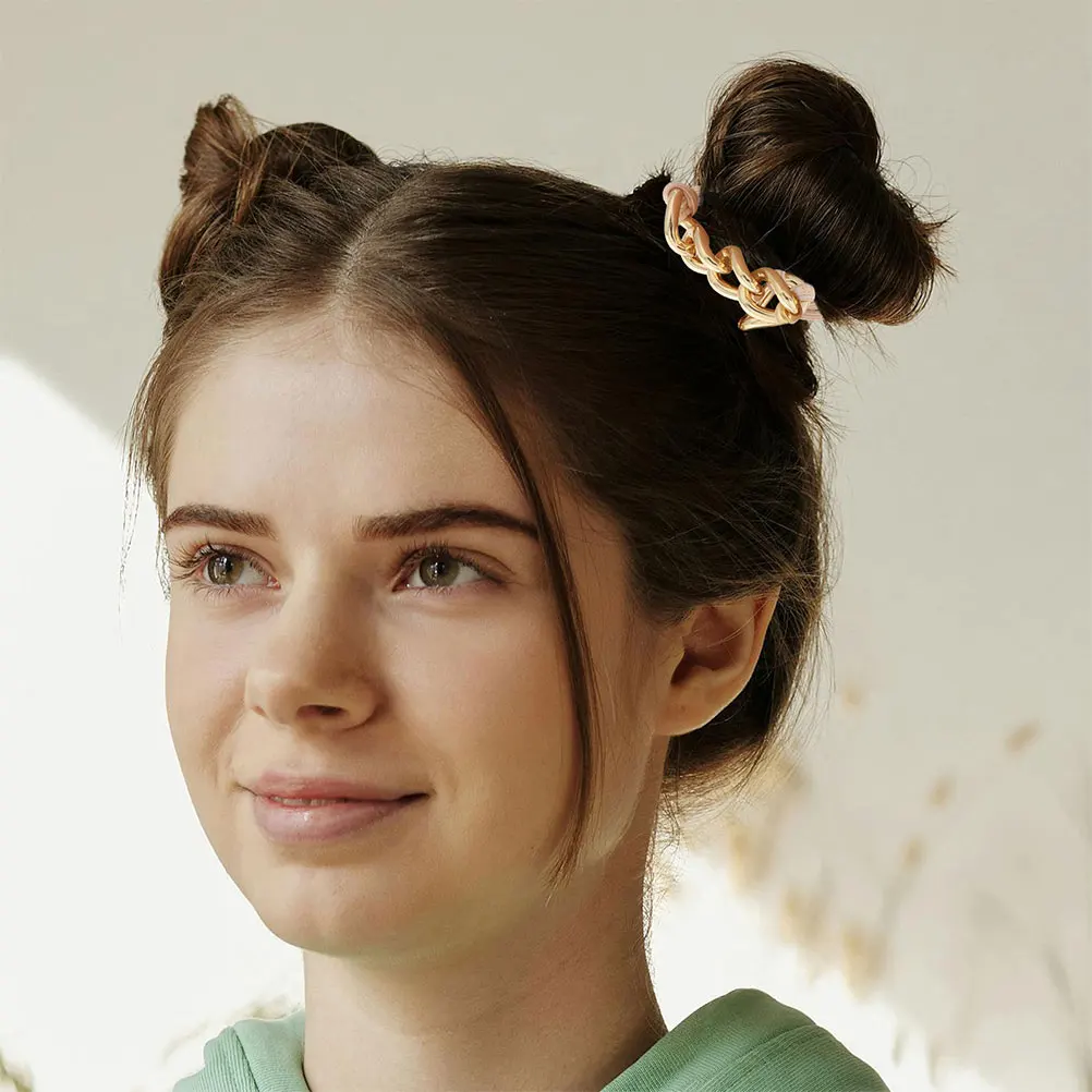 

3pcs Gold Electroplated Alloy Hair Ties Design Elastic Metal Ponytail Holders for Women Scrunchies Girls Cuff Bracelet