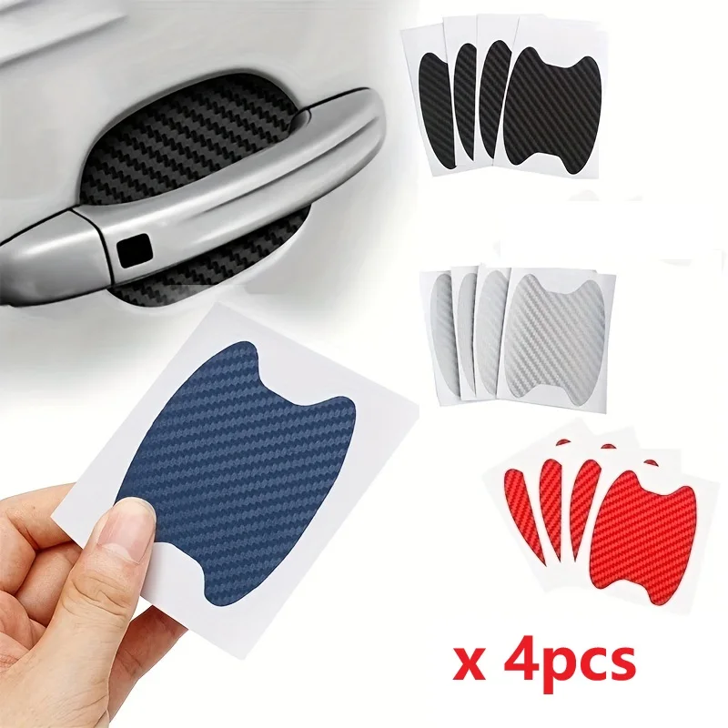 4Pcs/Set Car Door Sticker Carbon Fiber Scratches Resistant Cover Auto Handle Protection Film Exterior Styling Car Accessories