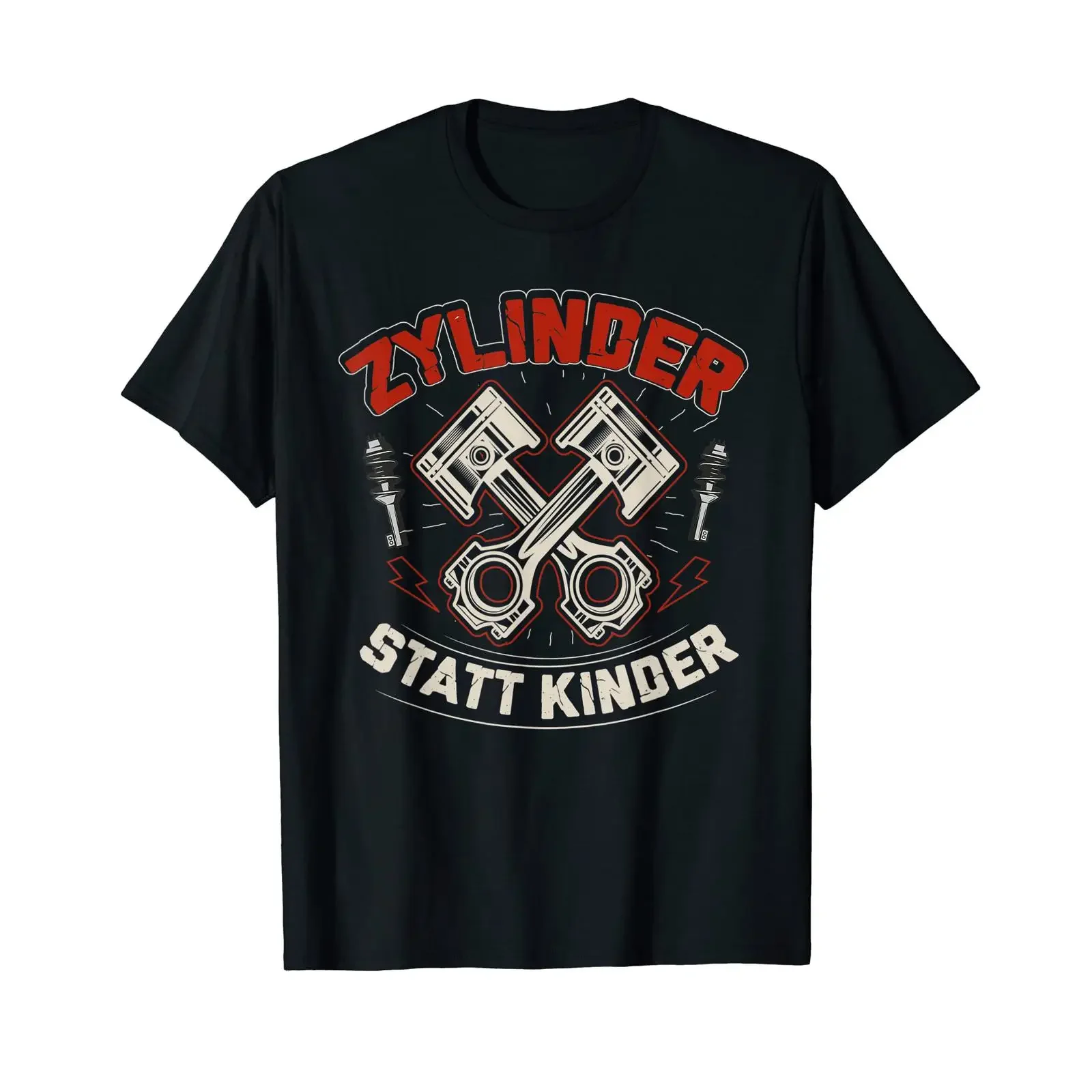 Tuning car with cylinder and connecting rod T shirt vintage Washed fashion Slightly Versatile Top For Everyday Wear Breathable