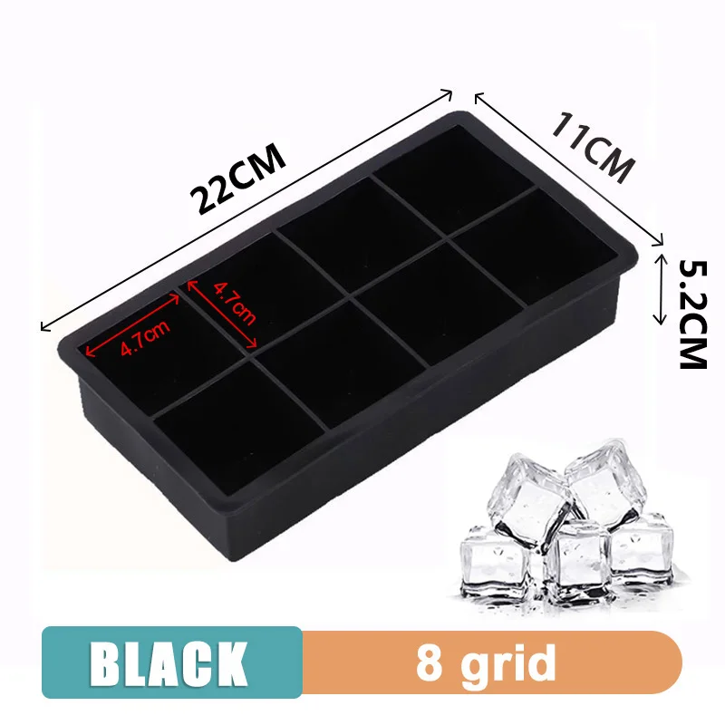 4/6/8/15 Grid Big Ice Tray Mold Giant Jumbo Large Food Grade Silicone Ice Cube Square Tray Mold DIY Ice Maker Ice Cube Tray image 3