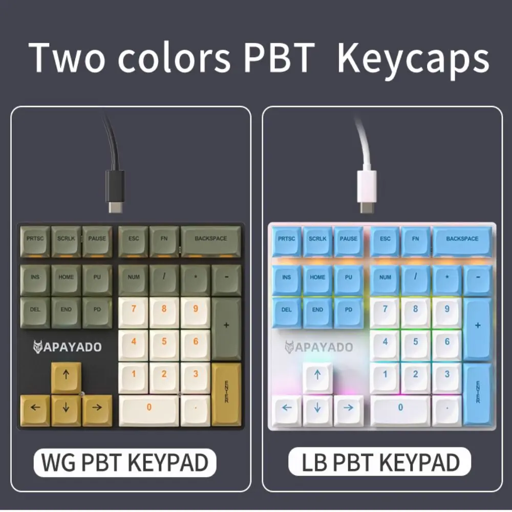 Backlit Keyboard 33 Keys Numeric Keypad Colorful Lighting Mechanical Switches External Keyboard Wired Keyboard Finance Work