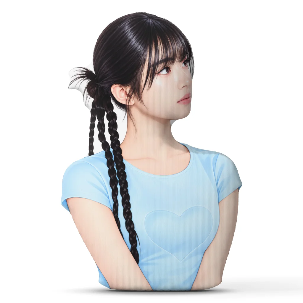 RADA A2O LITE Girl Portrait Shaped Pillow Cushion Irregular Stuffed Throw Pillow Blue Heart Shirt Sofa Home Decor Accent Gift