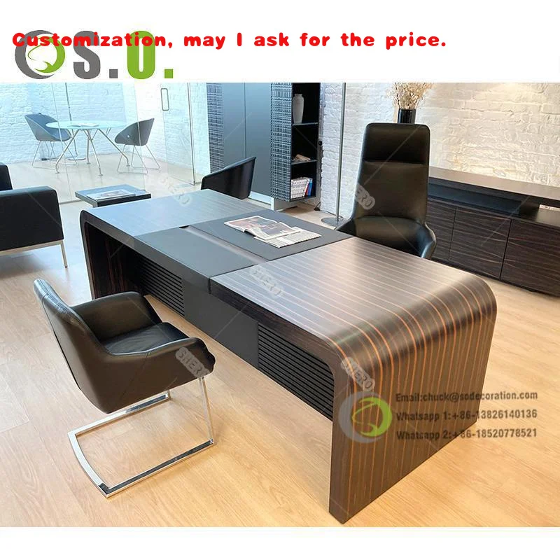 custom.New Designer Large Size L-Shaped Desk Classic Wooden Office Furniture CEOs Contemporary Style Home Use