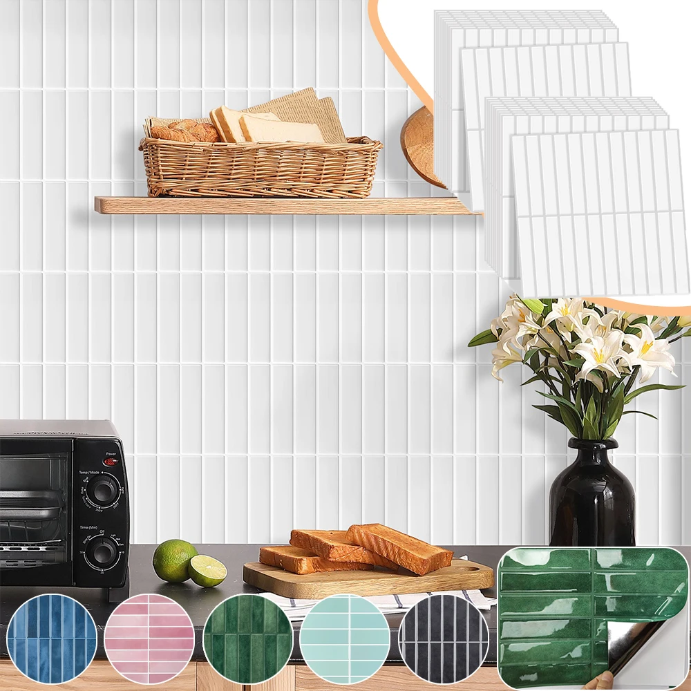 

Oil-proof Waterproof 3D Wall Sticker Self-adhesive PET Wallpaper Decorative Wall Tiles for Kitchen Bathroom Bedroom 5/10pcs/pack