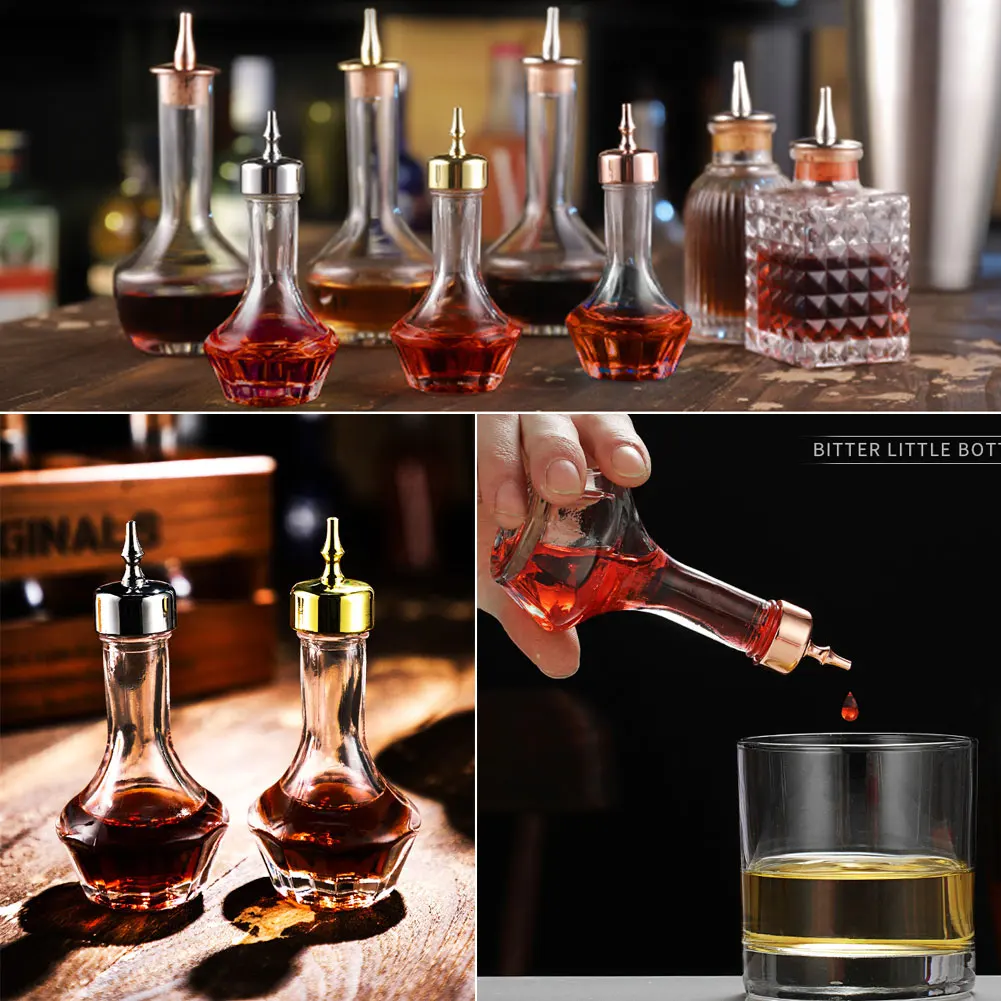 Cocktail Bitters Spray Bottles With Stainless Steel Cap Vintage Professional Bar Tools Bartender Accessories 30/50/90/100ml