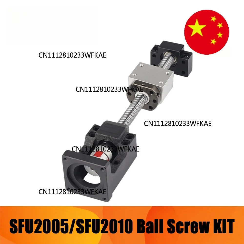 Dia 20mm Ballscrew Kit  SFU2005 SFU2010 200-2000mm C7 for CNC Parts Screw with Single Nut +BF15+HM15-57 /15-60 +DSG20H +Coupler