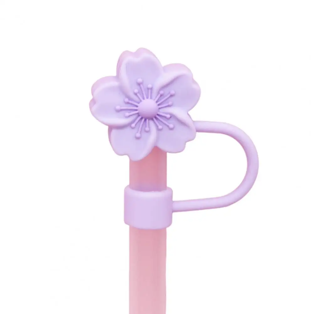 Flower Shaped Straw Cover Silicone Straw Cap Set for 10mm Diameter Straws Cute Dust-proof Covers for Drinking