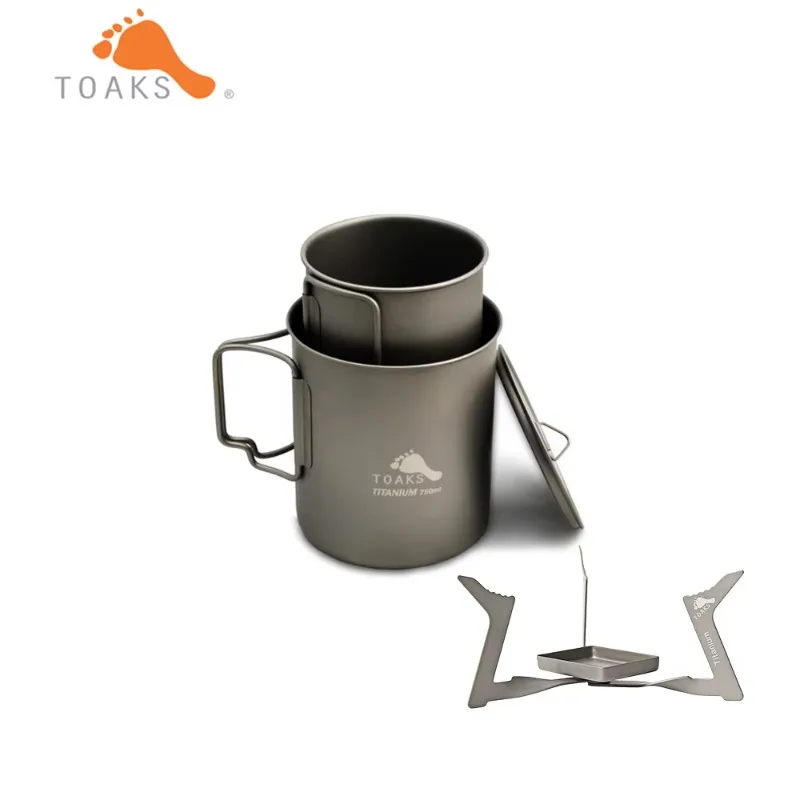 

TOAKS Titanium Camping Equipment, Pot 750ml Cup 450ml and Stove(STV-02) Ultralight