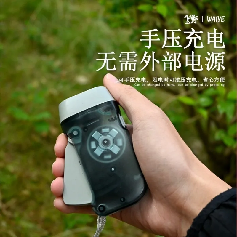 مصباح يدوي للطوارئ يعمل بالضغط اليدوي في الهواء الطلق مع 3 أضواء LED، مصباح يدوي صغير يدوي مريح