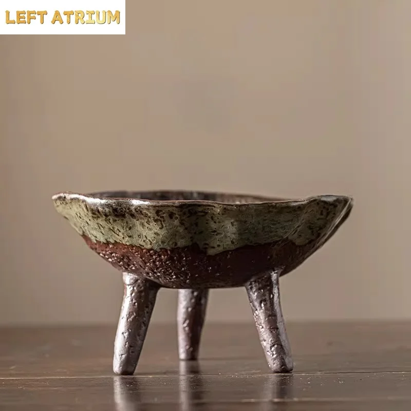 Three Legged Ceramic Bowl Fruit Plate Refreshment Tray Dried Fruit Plate Salad Bowls Teapot Tray Snack Bowl Pastry Plates Dish