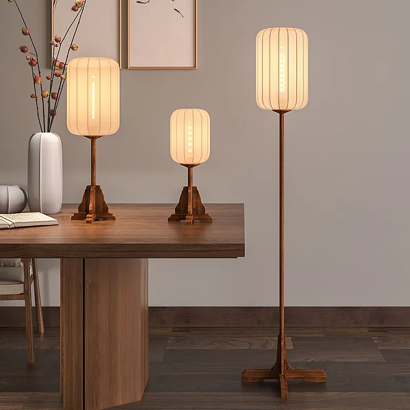 Vintage Lantern Floor Lamp Wooden Floor Light for Restaurant Living Room Bedroom Fixture Home Decor Japanese Bamboo Table lamp image 2