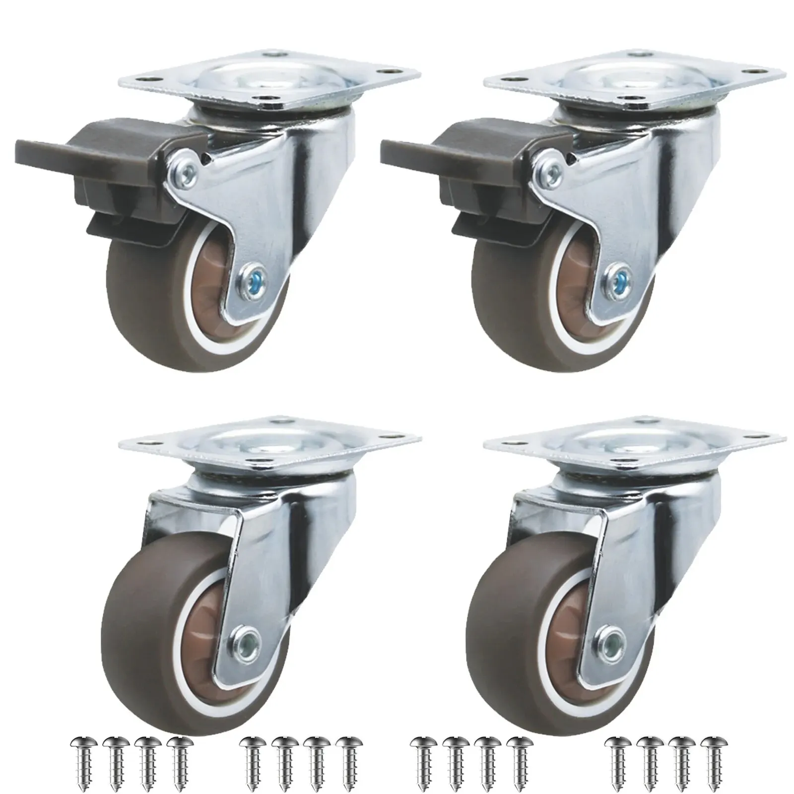 Set Of 4 Furniture Caster 2 Inch Soft Rubber Universal Wheel Swivel Caster Roller Wheel For Platform Trolley Accessory Furniture