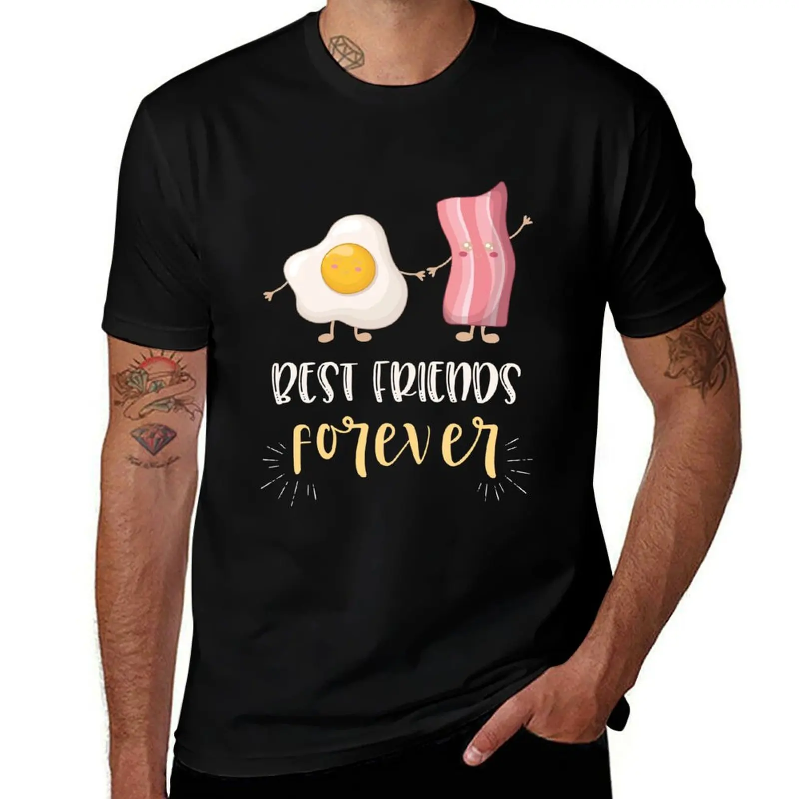 

Funny Best Friends Forever Bacon Egg Egg Lovers gift T-Shirt rapper graphic tees man t shirt anime figures Men's cotton t-shirt