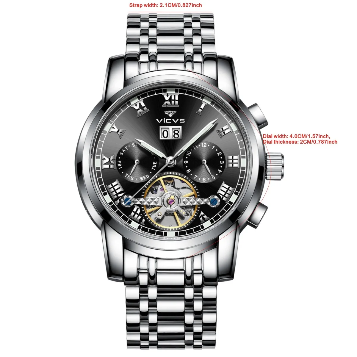 Mechanical automatic watches Men's high-end watches Men's luxury brand business fashion watches VICVS men's watches