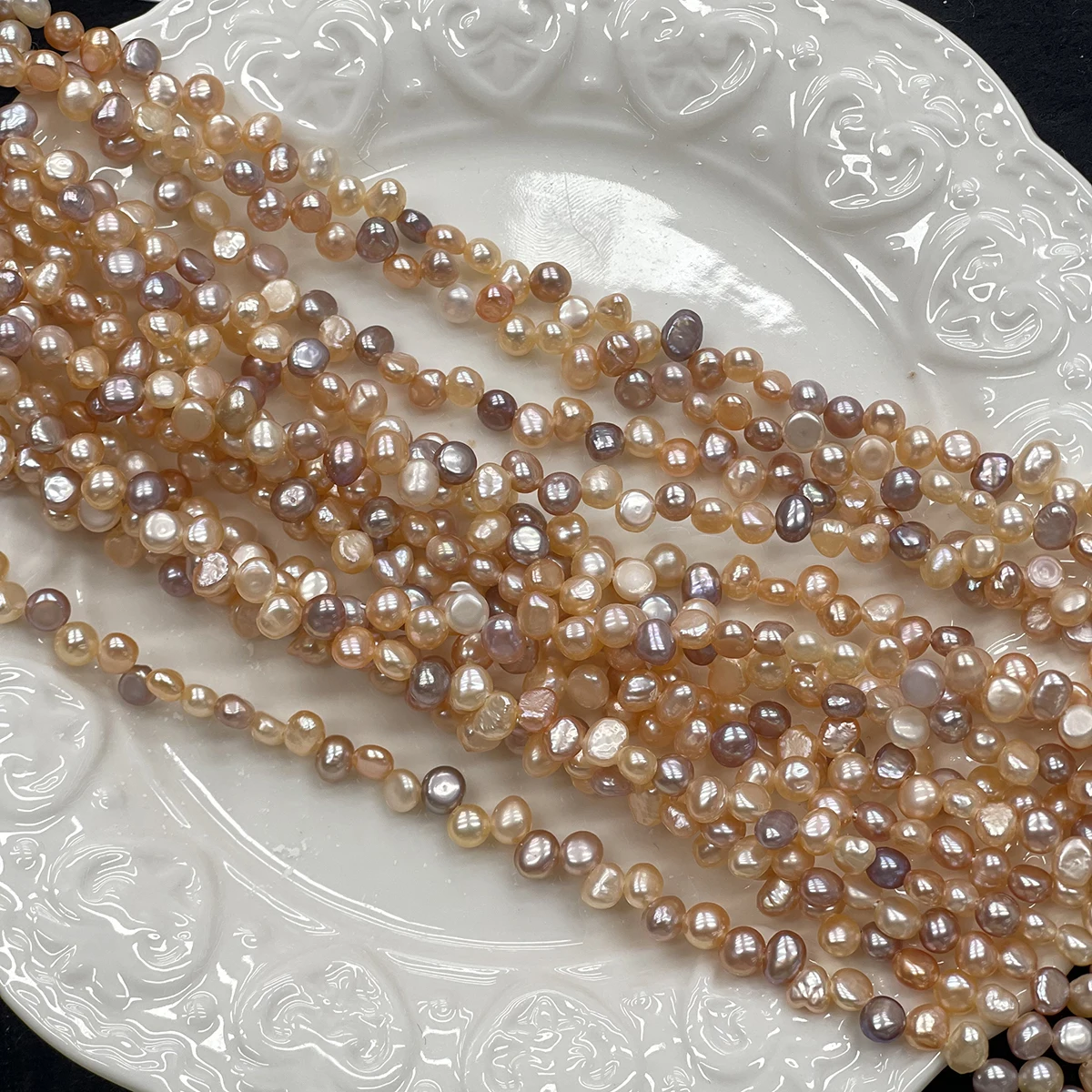 4-5mm Natural Freshwater Pearl Beads Two Sided Light Pearl Loose Spacer Beaded for Making DIY Jewelry Necklace Bracelet