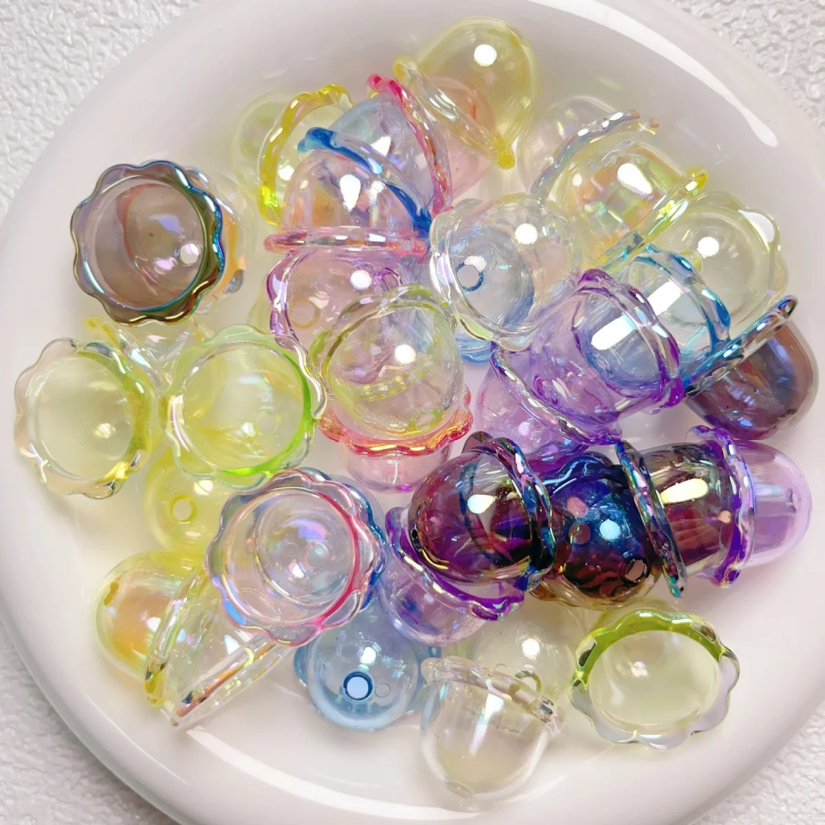10 Stück/Lot Transparente UV-beschichtete Acryl-Windglockenperlen Anhänger für Schmuckherstellung DIY Handgemachte Halsketten Ohrringe Schlüsselanhänger Handy – Detail 6