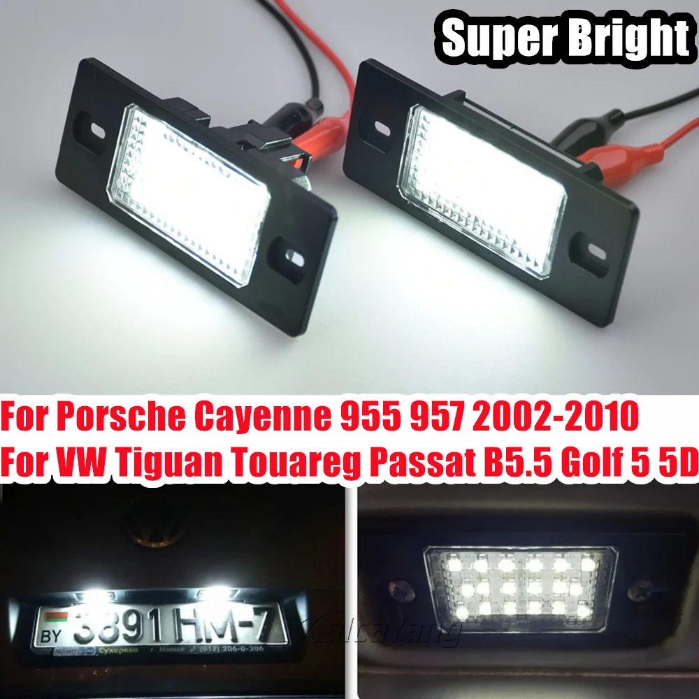 2Pcs Canbus LED Car License Number Plate Light White Lamp For VW Tiguan 2009-2012 Touareg 1G1 2002-2009 Golf 5 Passat B5.5