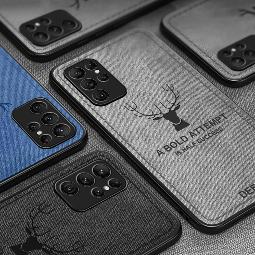 Soft case For Samsung Galaxy S24 Ultra 2024 Shock proof cover sansung S14plus S24ultra Deer antler pattern Cloth texture Shell