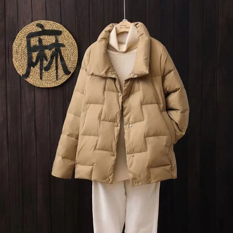 Parkas de manga larga con bolsillos y botones lisos, moda elegante Harajuku, ropa ajustada para mujer, prendas de vestir exteriores informales holgadas que combinan con todo