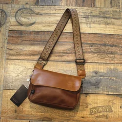 Trendy Leather Crossbody Bag for Men Casual Street Style Single Shoulder Mailman Bag Fashionable Small Backpack for Youth